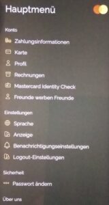 TF Bank App Hauptmenü